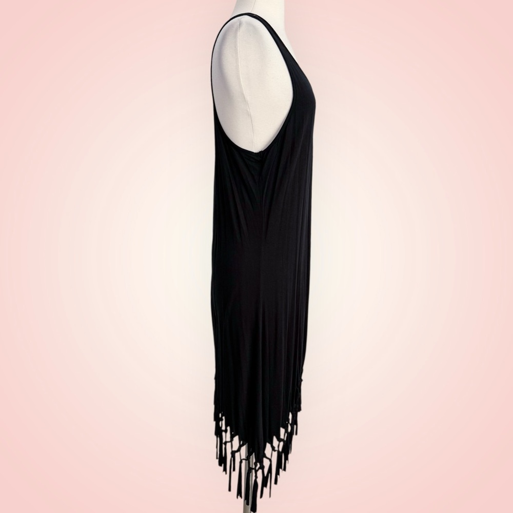 LASCANA for Venus Fringe Hem Beach Dress Women’s Size 8 Black NWT - Picture 6 of 12